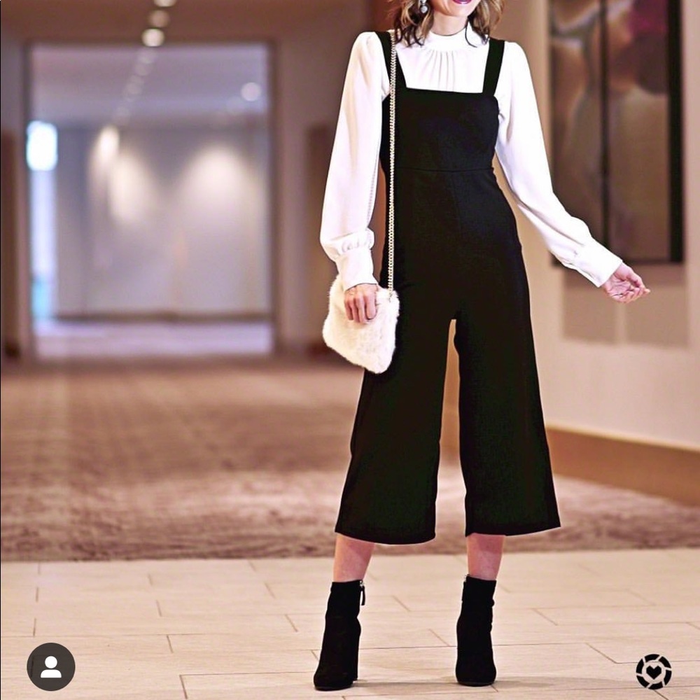 Black wide leg crop jumpsuit